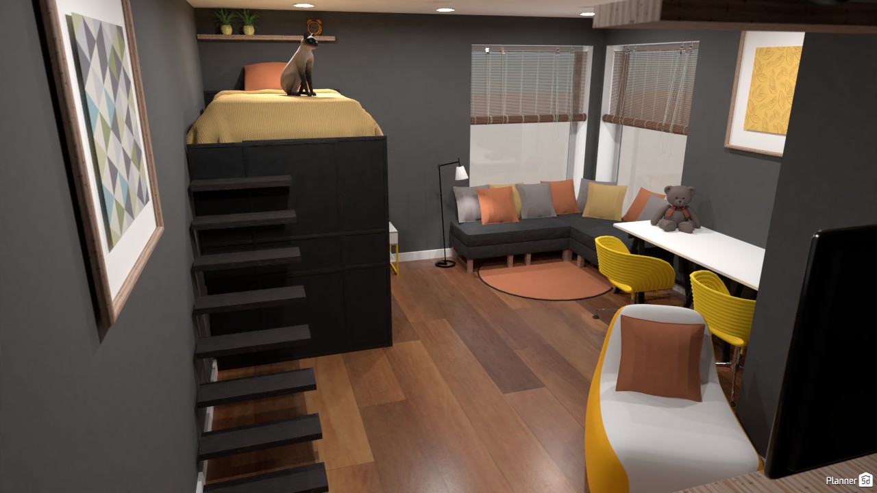 Interior gris y amarillo. #3867014 by Hall Pat