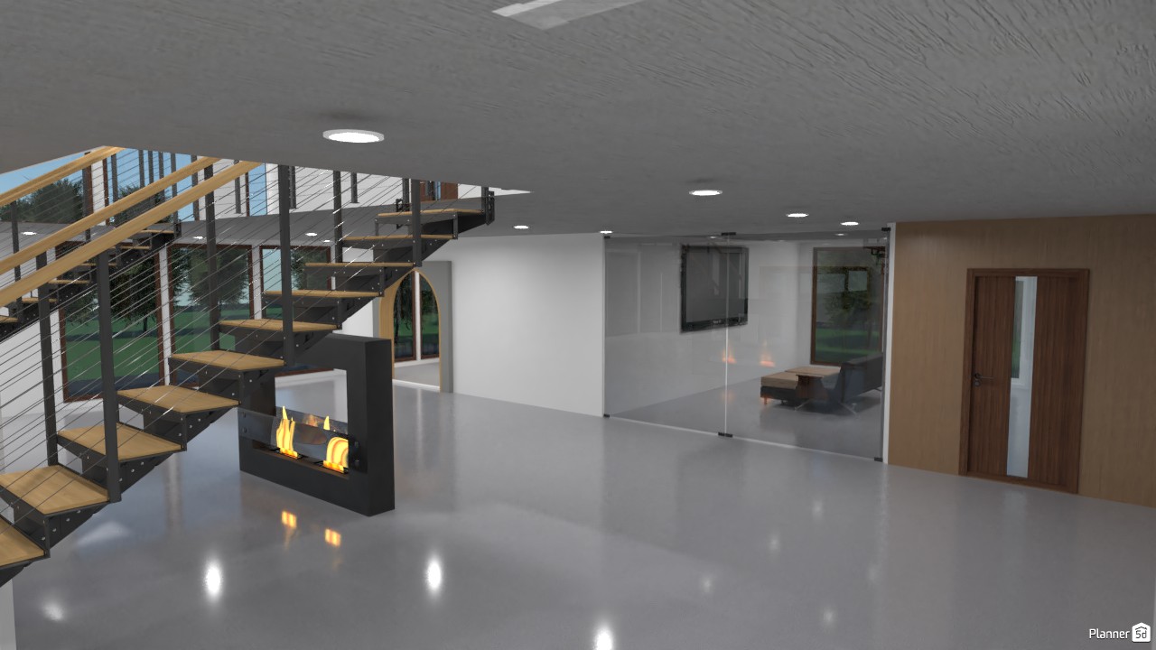 Modern entry way with black with wooden accent staircases #3858348 by MONKE’