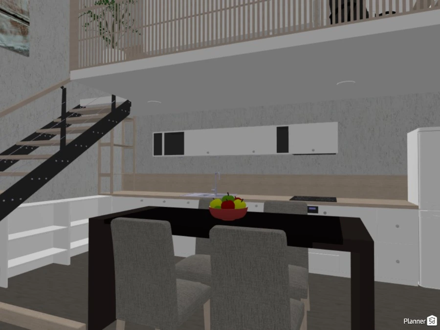 Loft de dos plantas con cocina, salón y despacho #3023656 by