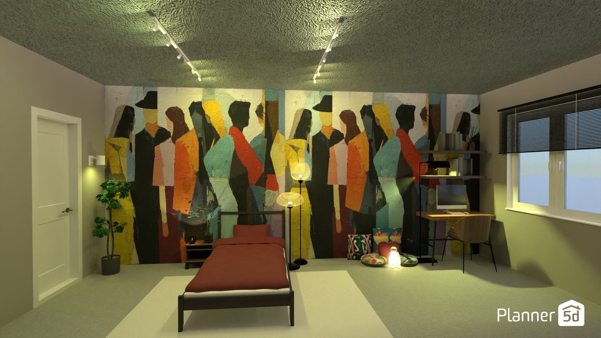 mural vivo en dormitorio sereno #30209392 by Yolanda Infante Garrido