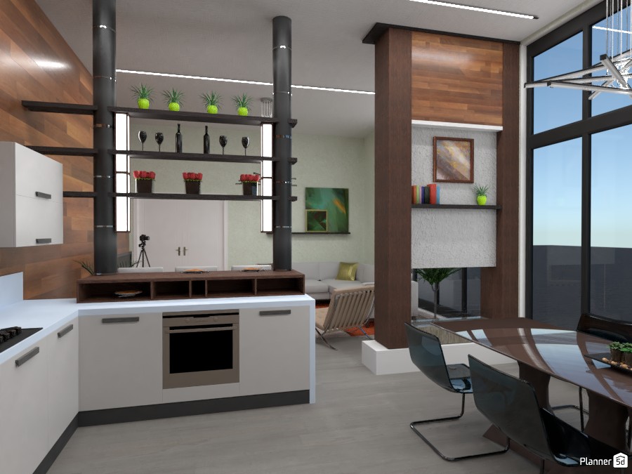 Penthouse room : kitchen and living room #4200613 by Gabes