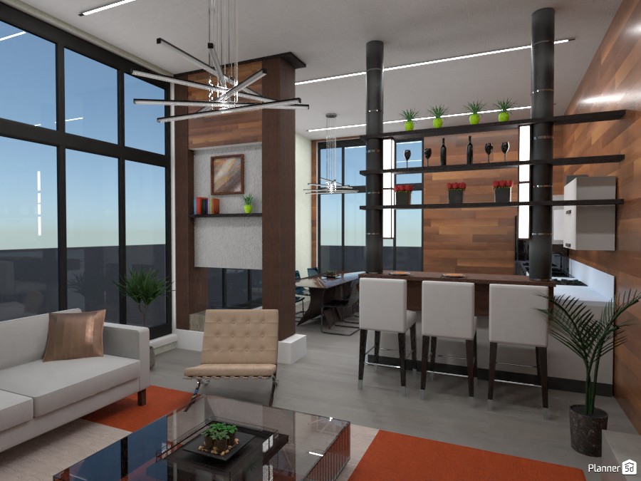 Penthouse room : kitchen and living room #4200617 by Gabes