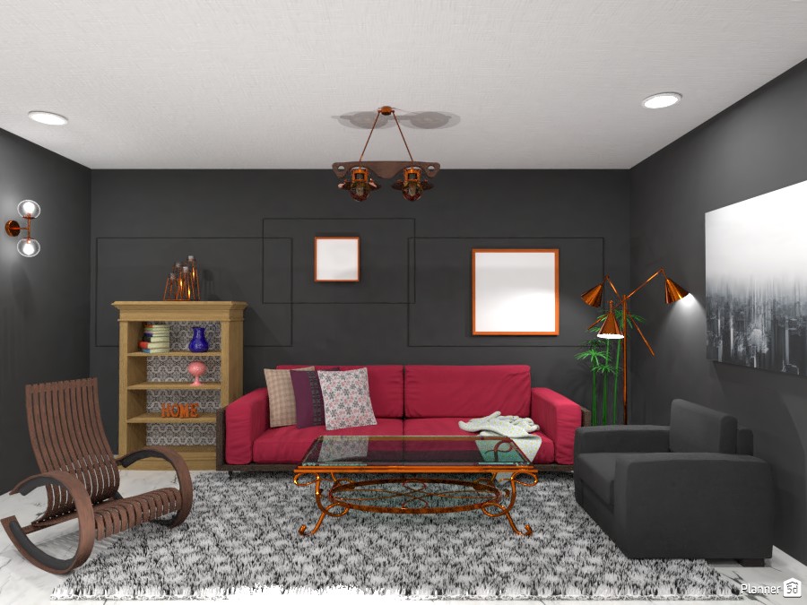 Grey/Dark pink themed living room #4495453 by Born to be Wild