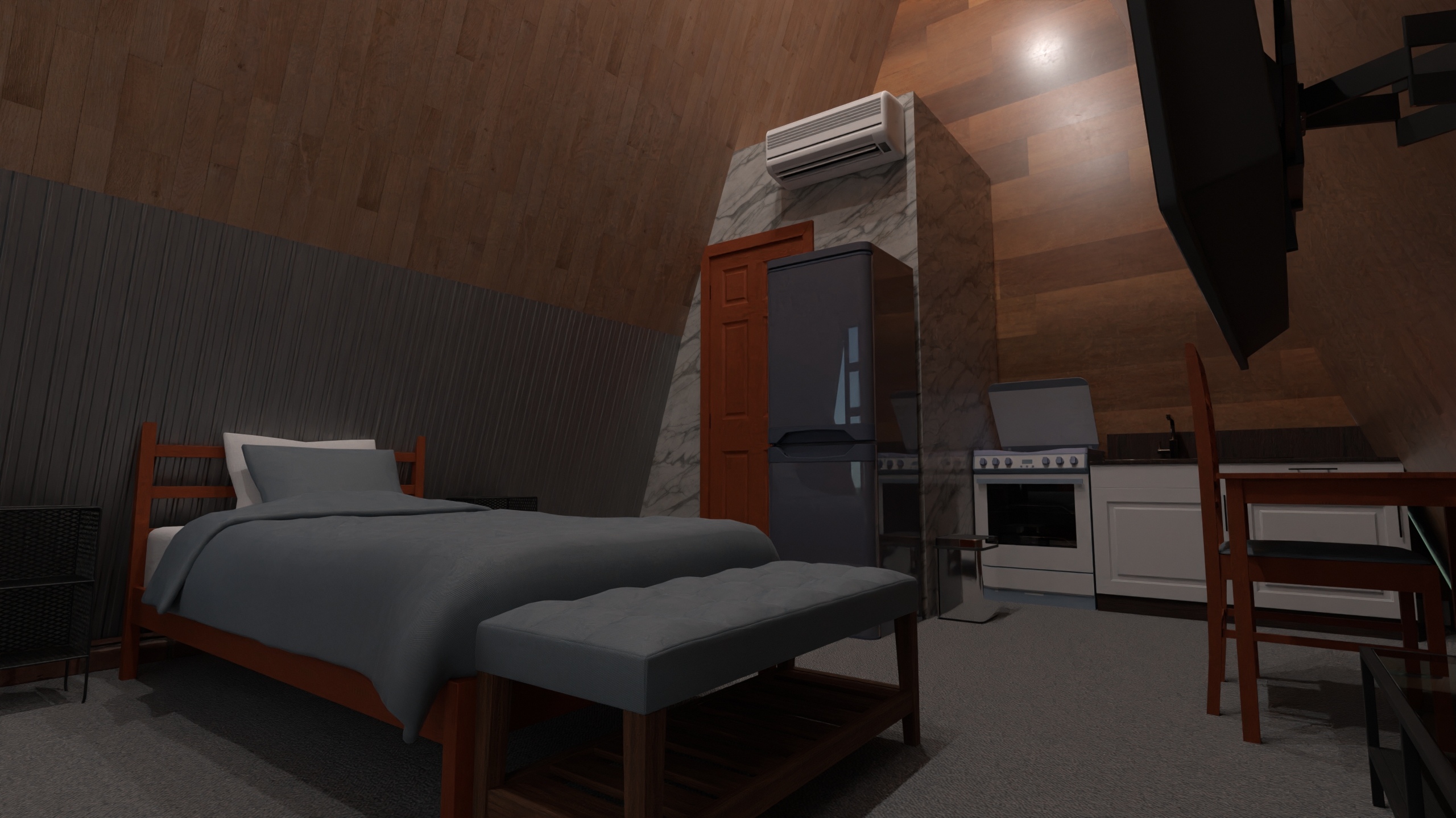 chalé vista delateral da cama #33017104 by User 230394880