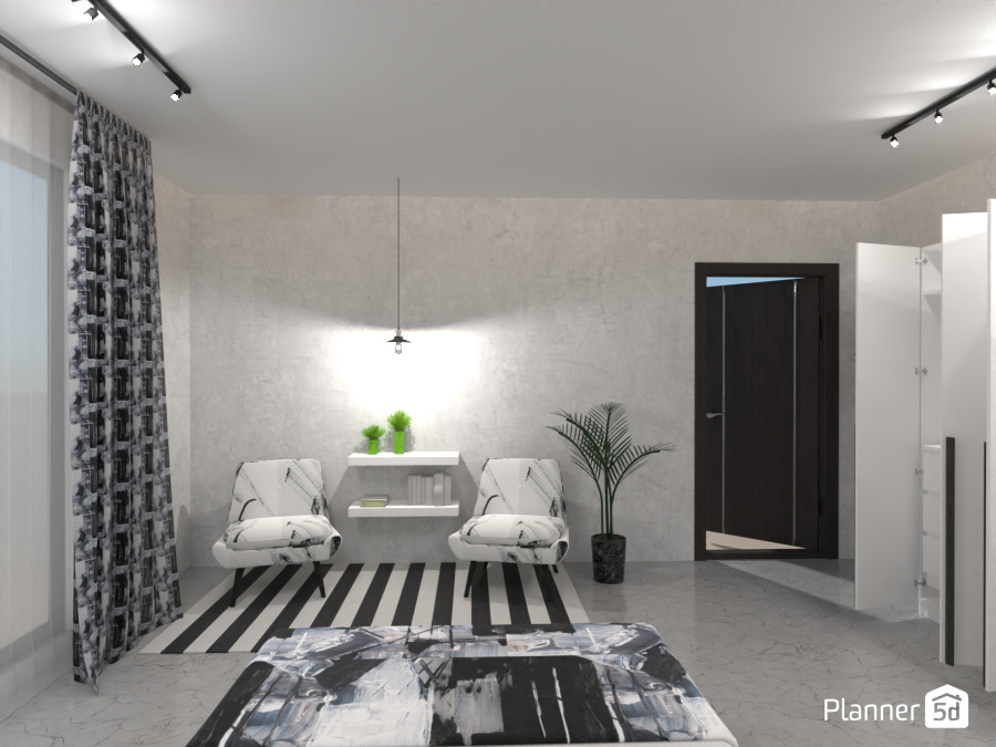 Спальня в чёрно-белом - Free Online Design | 3D Floor Plans by Planner 5D