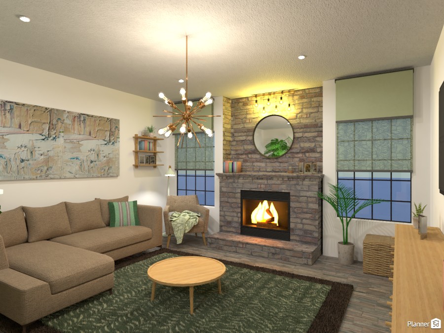 Living room with fireplace 5504721 by Valeria image