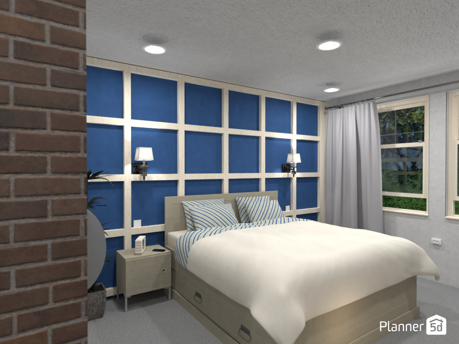 Bedroom with Blue Accent Wall #2779436 by Valerie