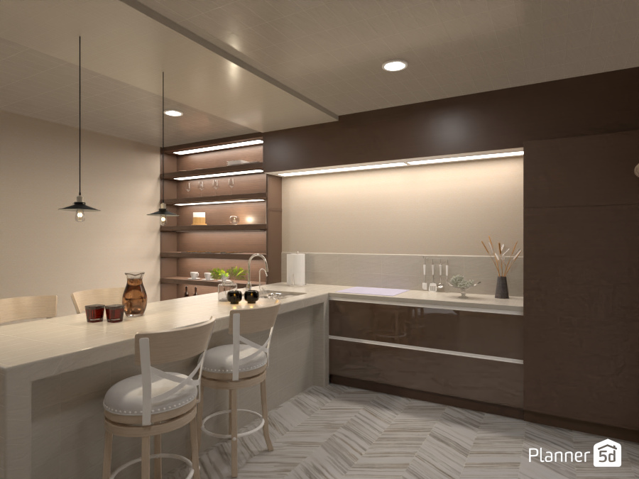Brown and white kitchen / Batalla de diseño #11480748 by Hall Pat