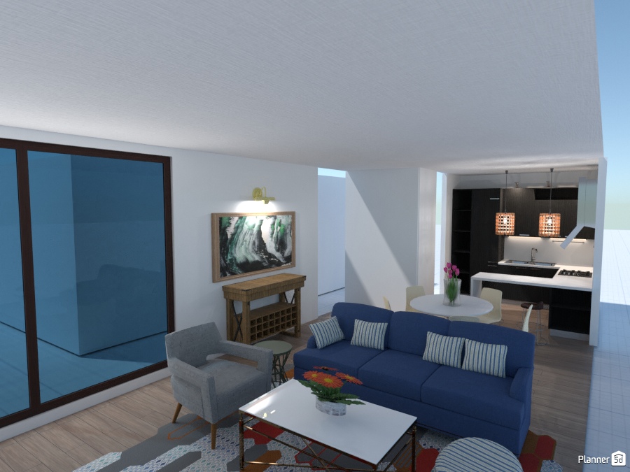 Modern Living Room and Kitchen #2830219 by Plavi Borah