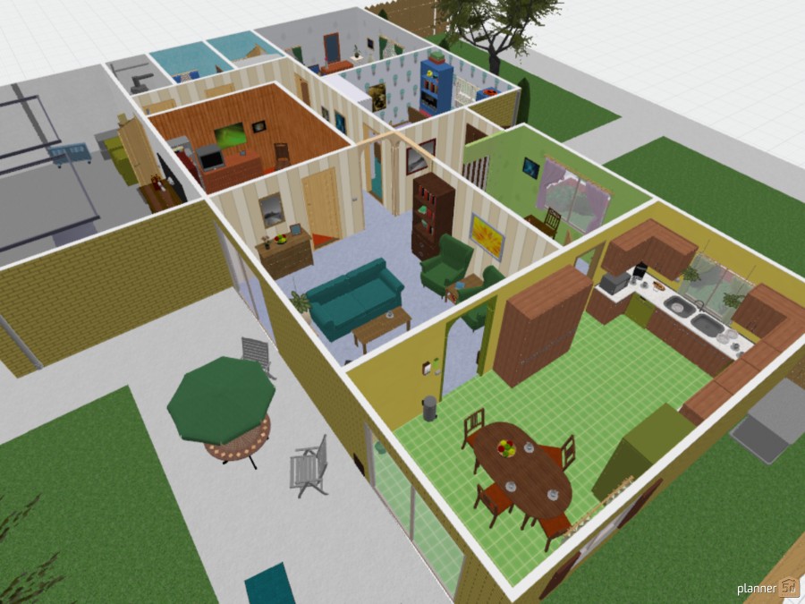 King of the Hill - House plan - Free Online Design | 3D House Floor