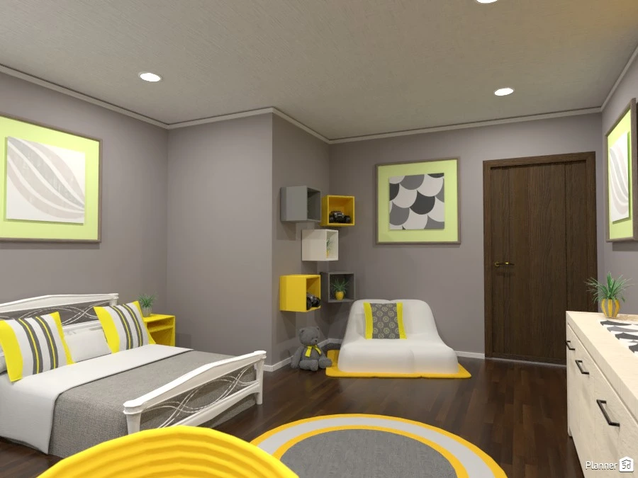 Gray and yellow interior #84099 by Gabes