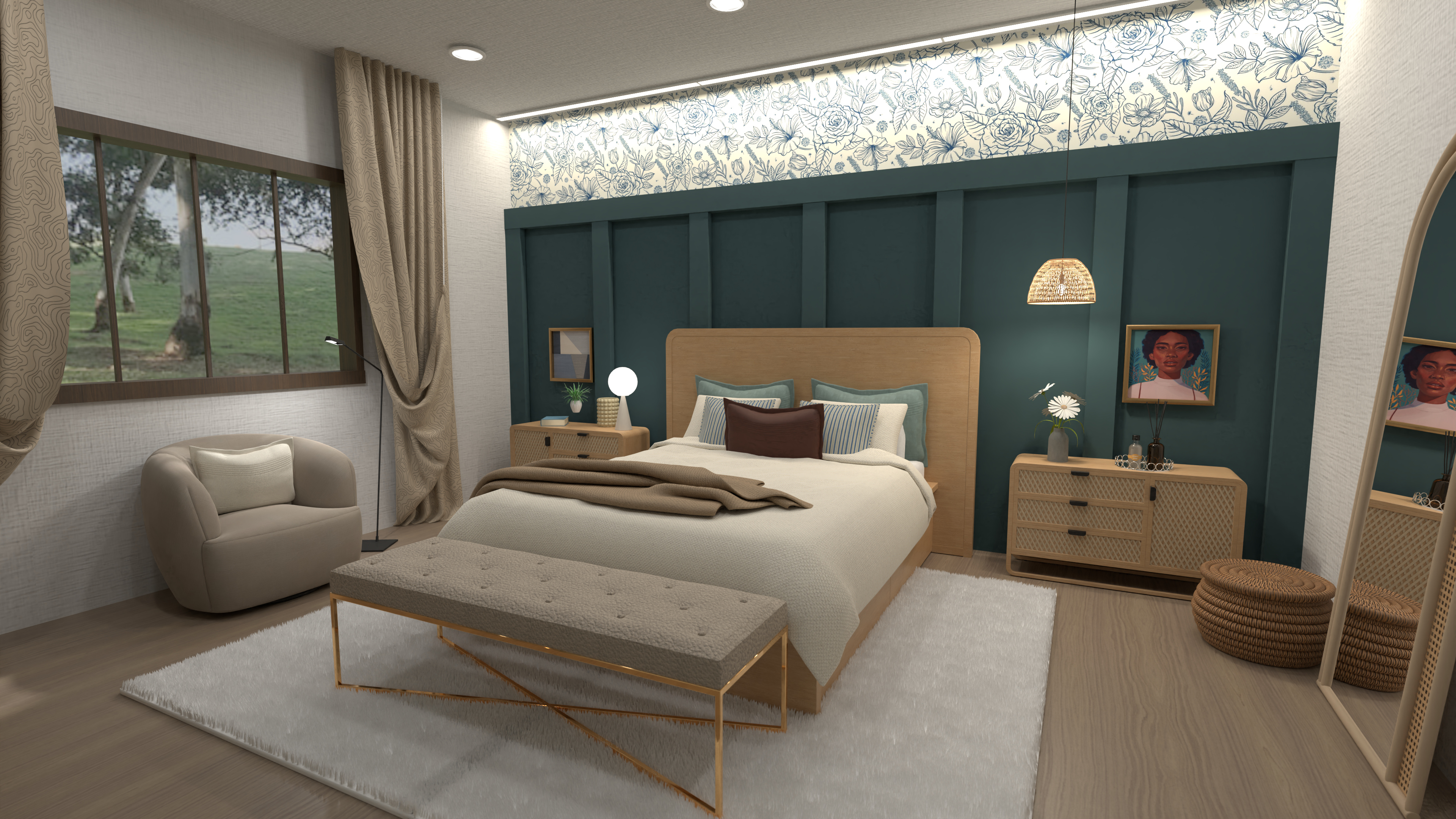 Quarto Floral Azul #17941111 by Mari Mond