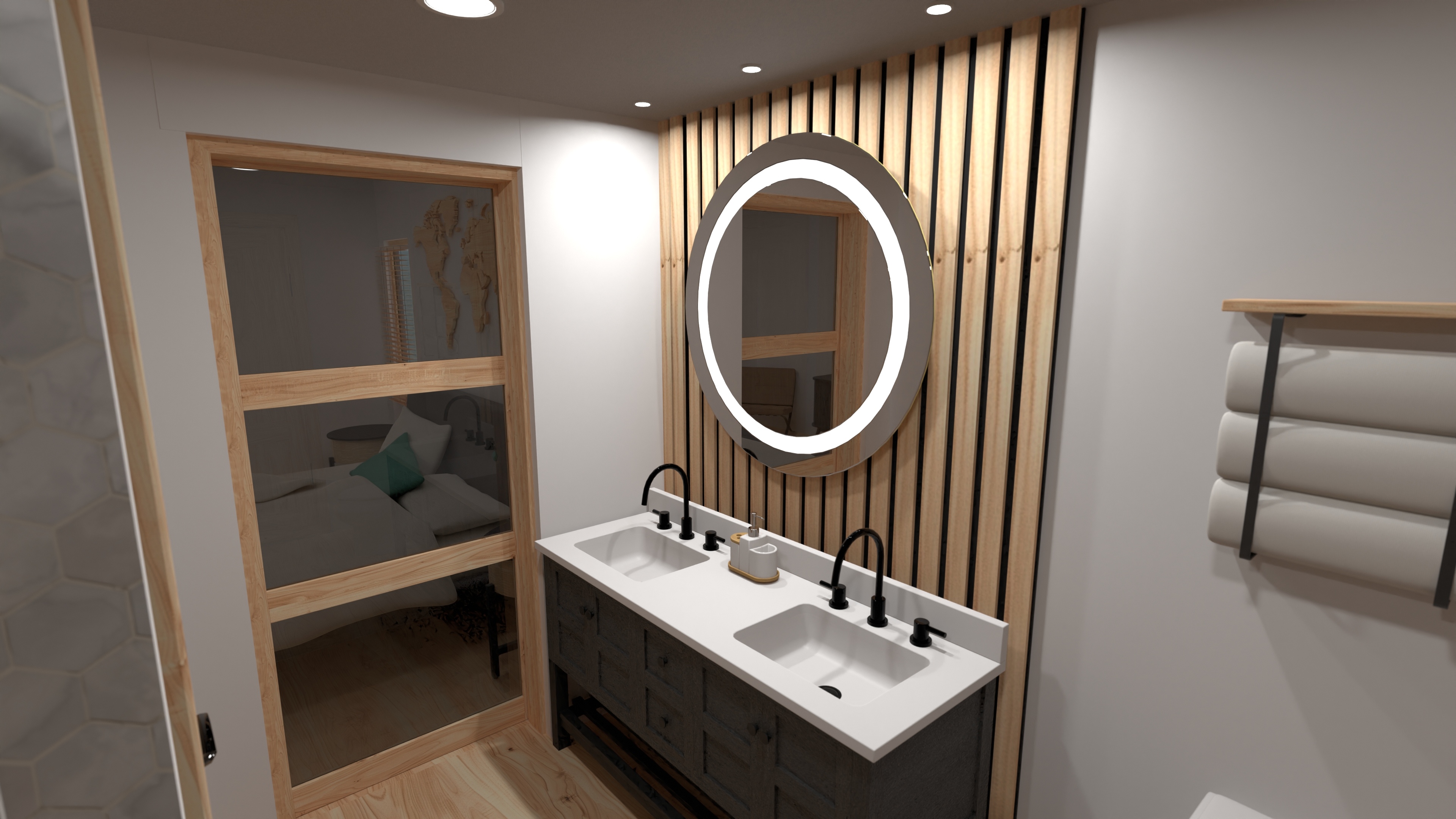 Master Bath | Single Mirror Round | 2" Recessed Above Vanity #22531986 by Marty Johnston