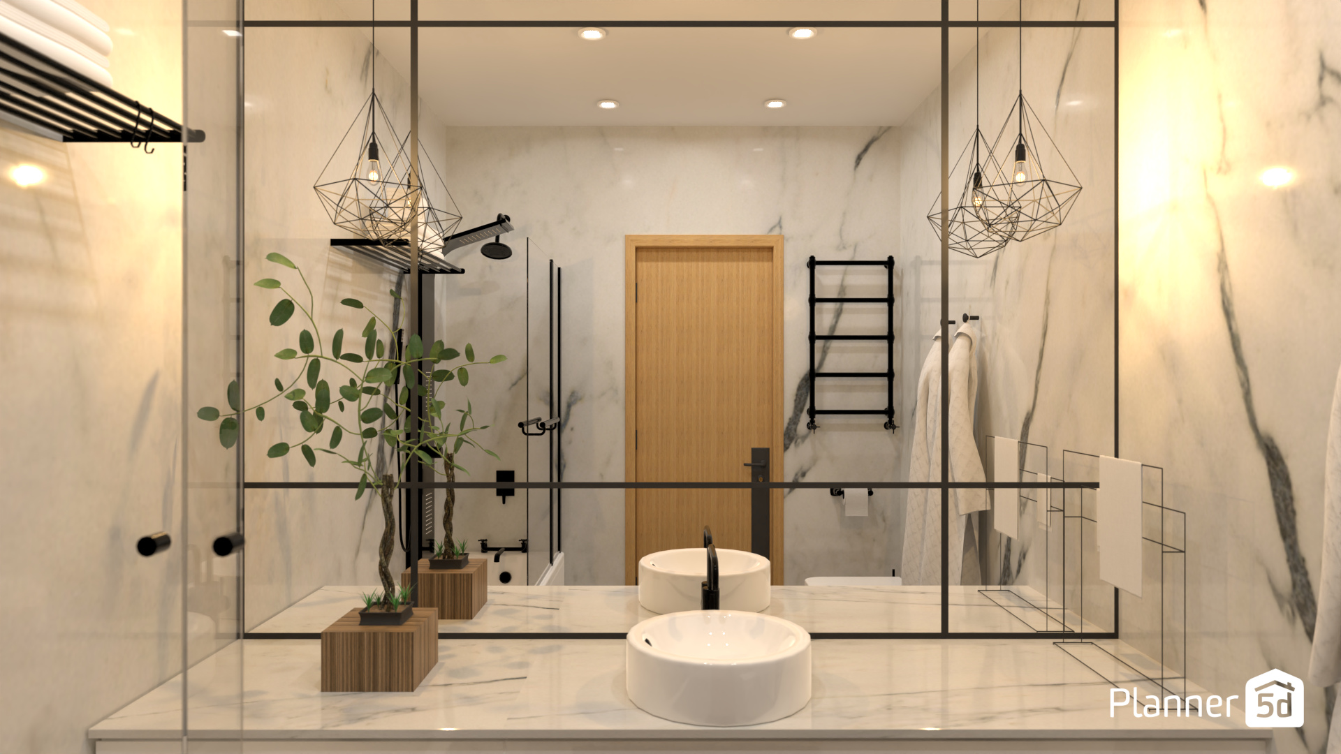 Light Marble Modern Minimalistic Bathroom #9615980 by Monika