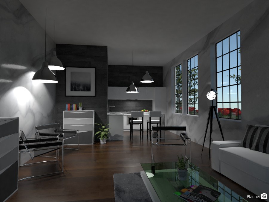 Industrial Kitchen and Living Room #4660099 by Ofi Lee