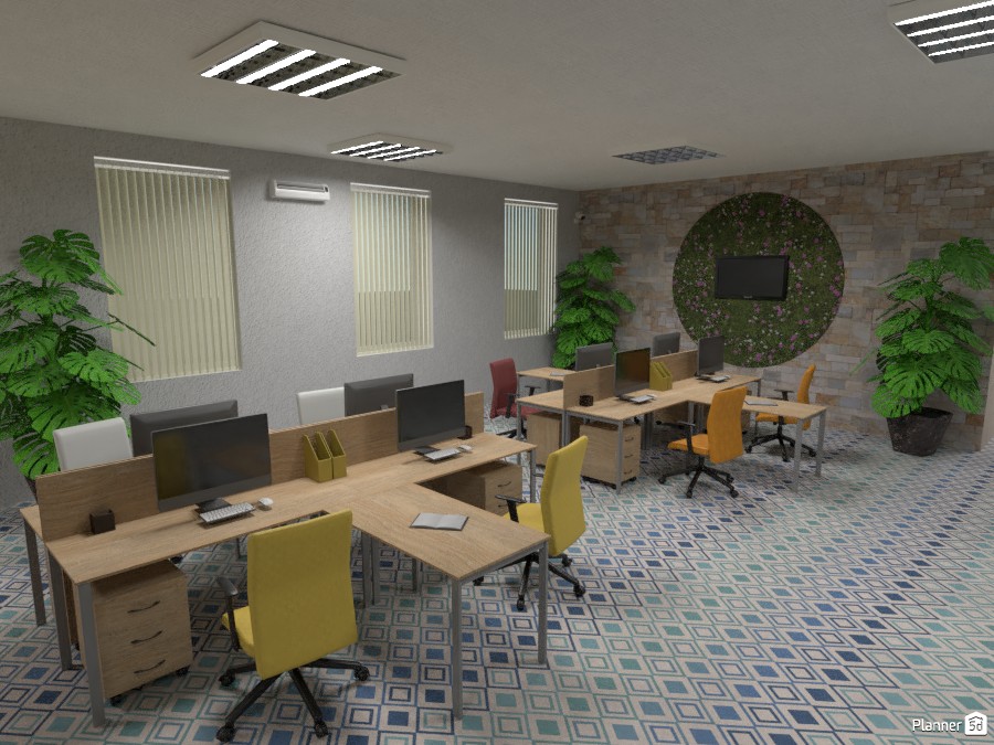Open plan office in bright colours 3532301 by Didi image