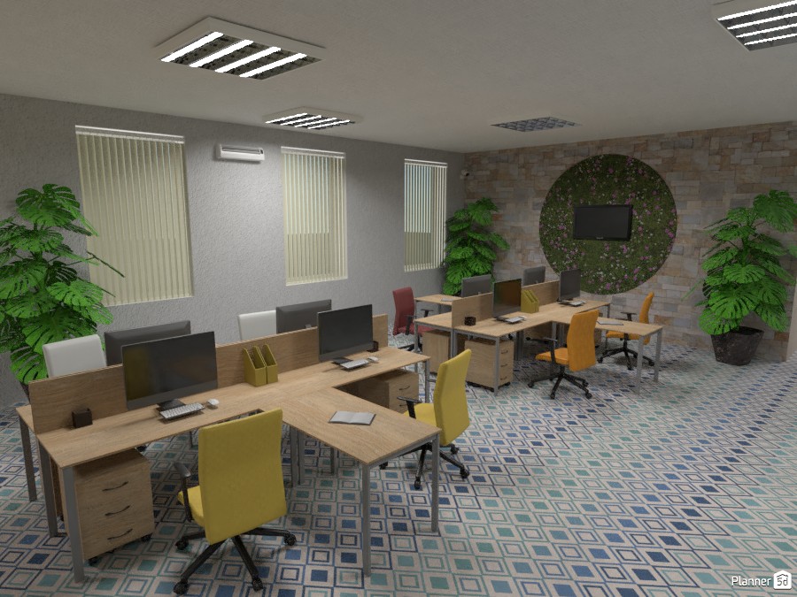 Open plan office in bright colours #3532301 by Didi