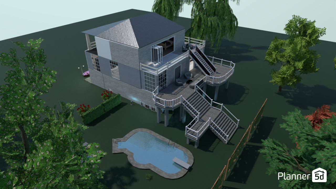 Back of 3 story plantation style home #8136501 by Aliceson Jade Smith