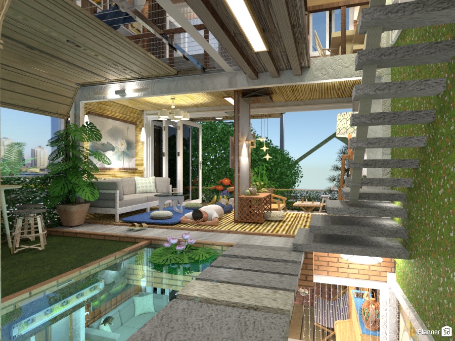 Small garden upstairs of small house. #2373120 by HuynhSamuel