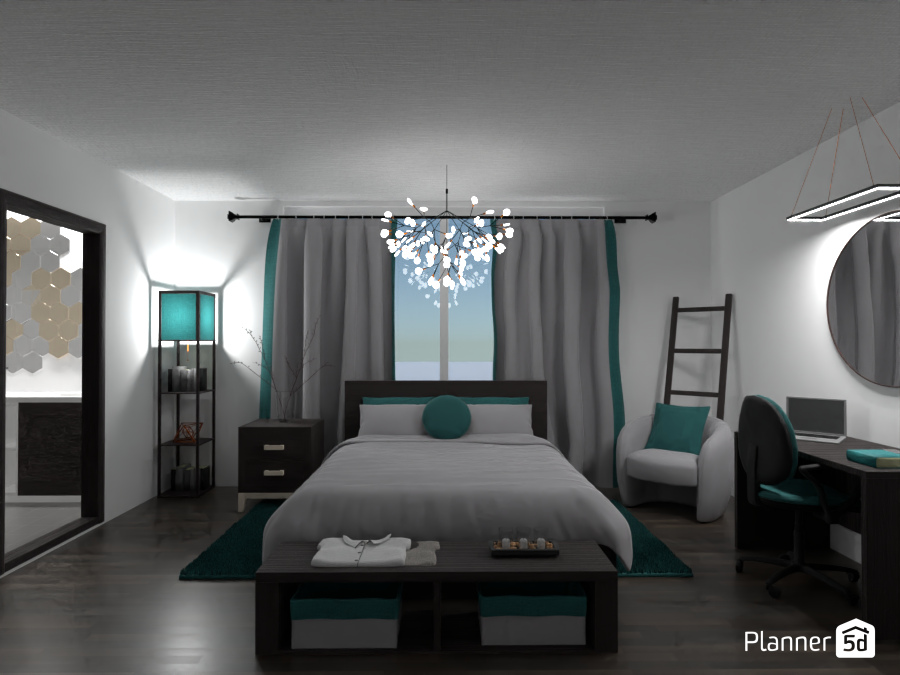 Teal Accent Bedroom #10657732 by Ellen