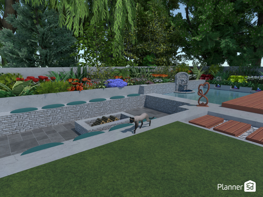 jardin avec son brasero #8317625 by mersomiju