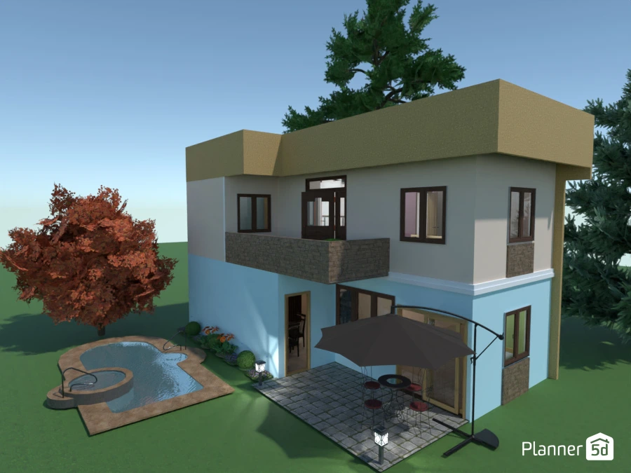 Two Storey House with pool - Free Online Design | 3D Floor Plans by ...