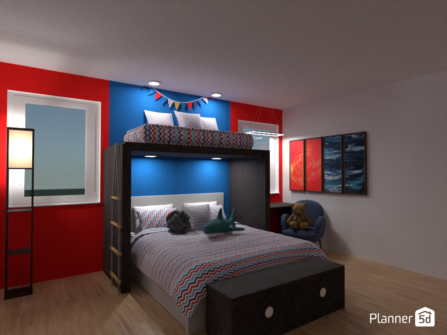 Redblue bedroom #10094972 by Ellen