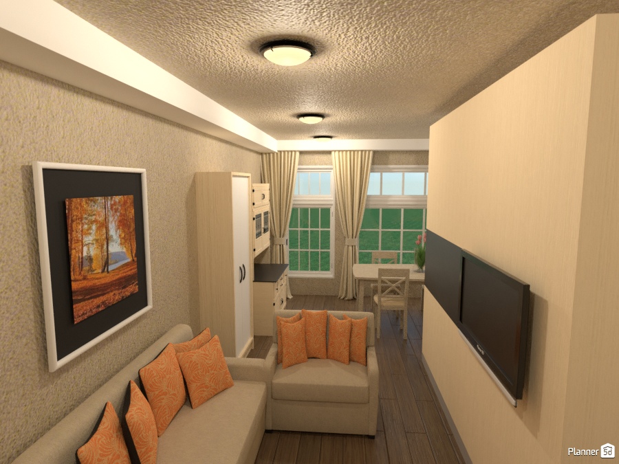 neutral toned dining, kitchen, livrm. #2243909 by Joy Suiter