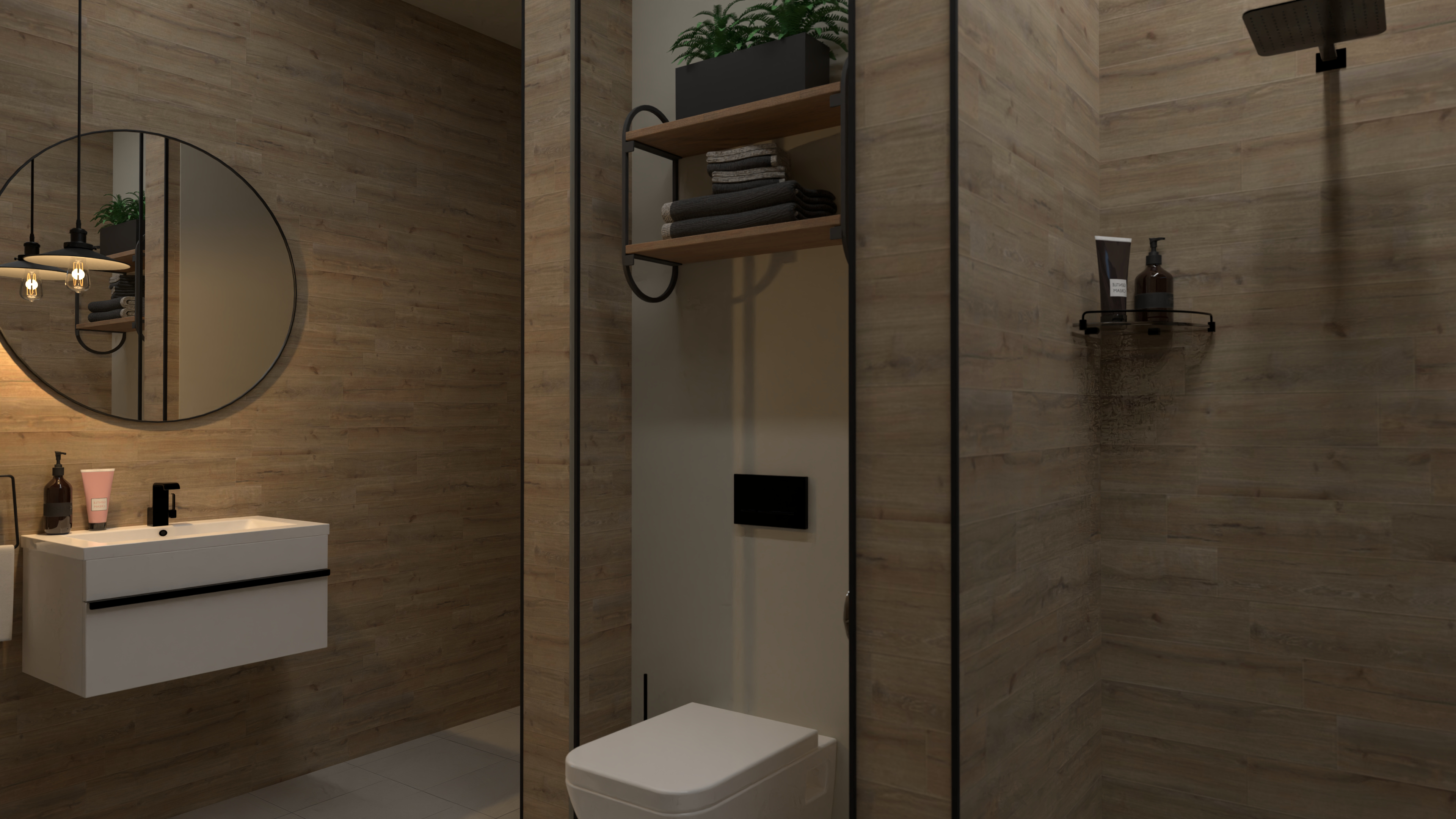 4K RENDER - Wood look En-suite Bathroom 10240612 by Candice Nero image