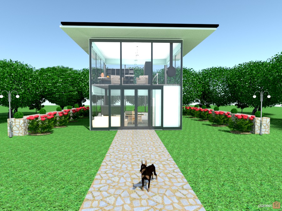 2 story glass house w/dog 890777 by Joy Suiter image