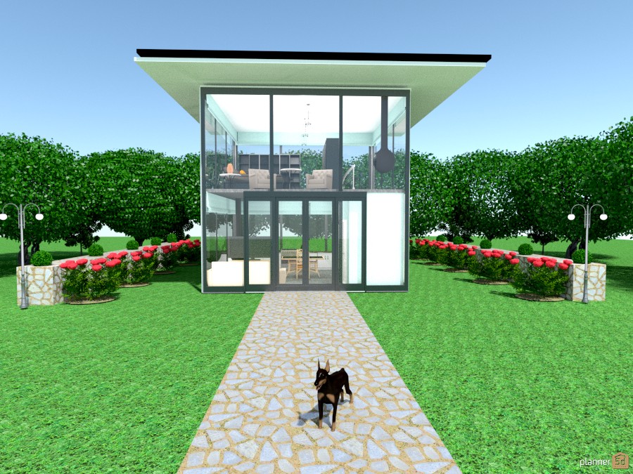 2 story glass house w/dog #890777 by Joy Suiter