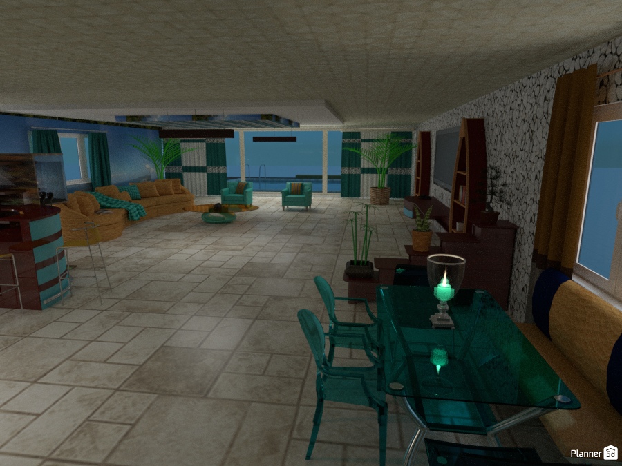 Open space living room / kitchen - dinning area holiday house #1552835 by Didi