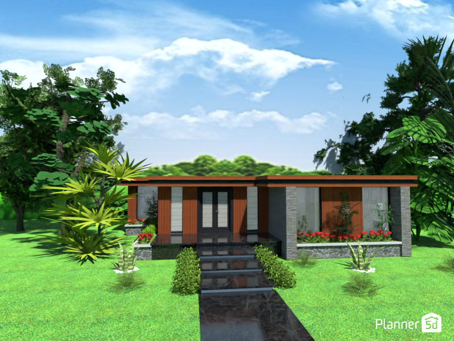 Casa moderna fachada en piedra y madera #12652787 by MariaCris