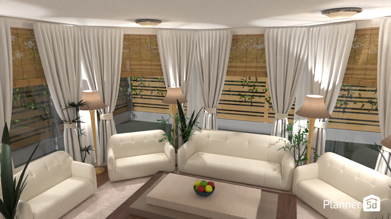 Bright octagonal living room - Free Online Design | 3D Floor Plans by ...