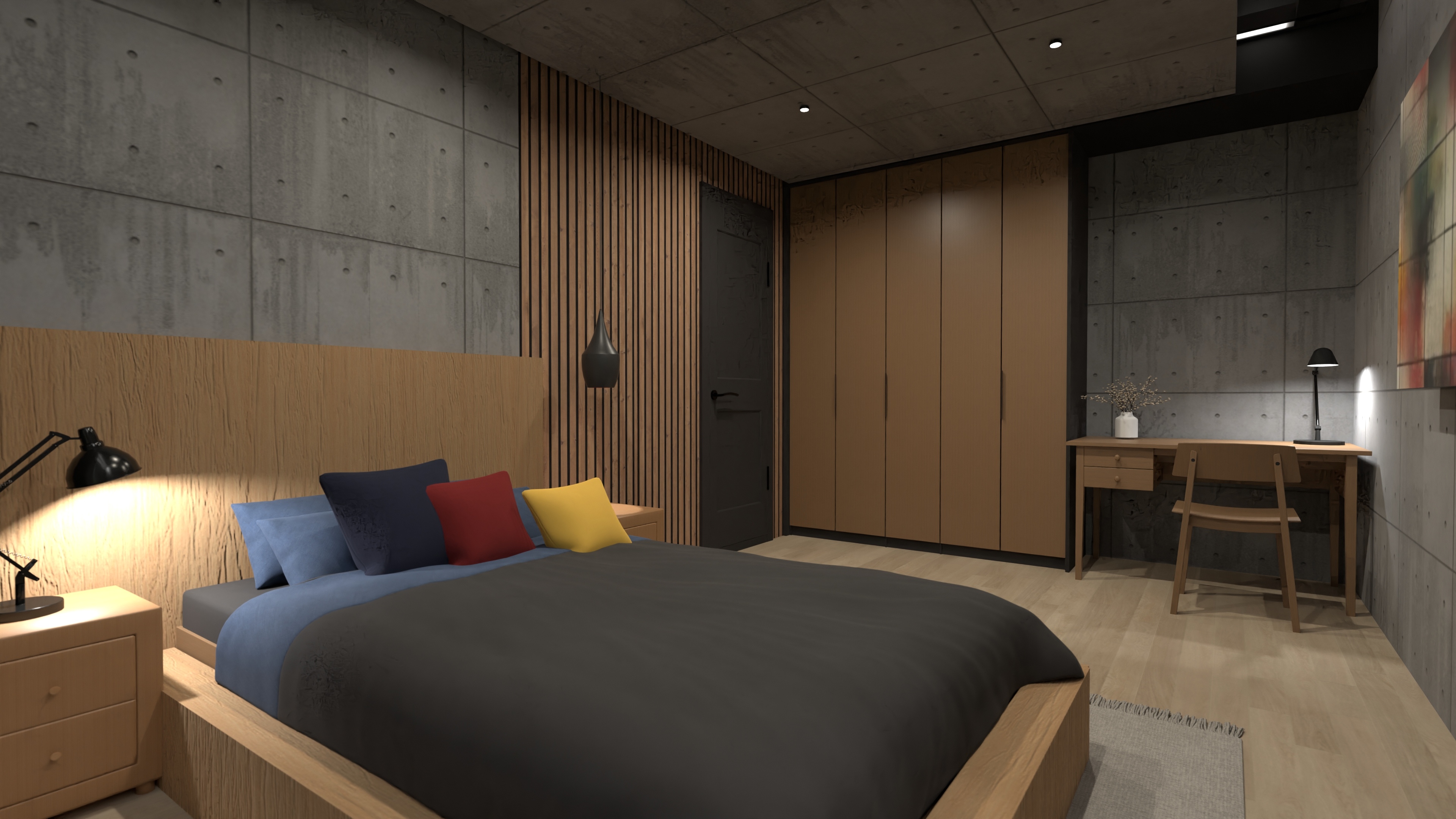 concrete/wood bedroom #21726346 by Michel