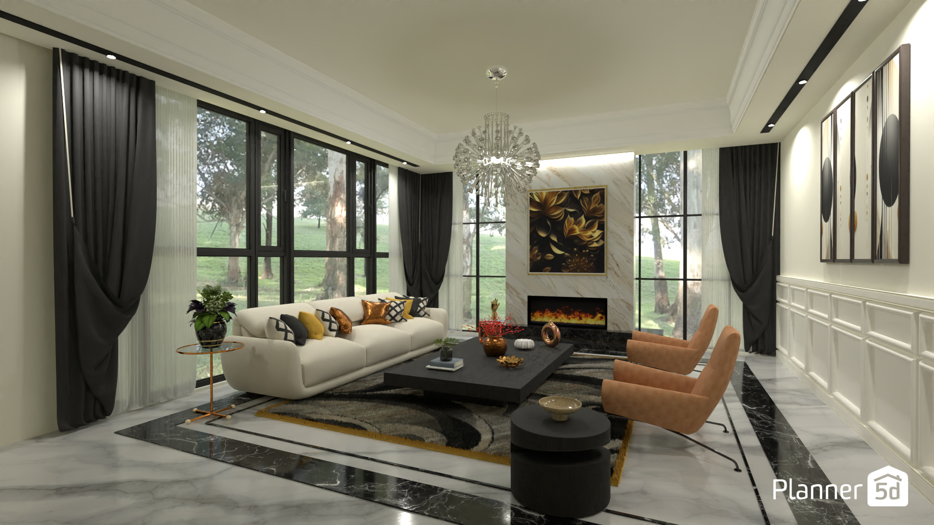 Salón moderno con chimenea #19072320 by MariaCris