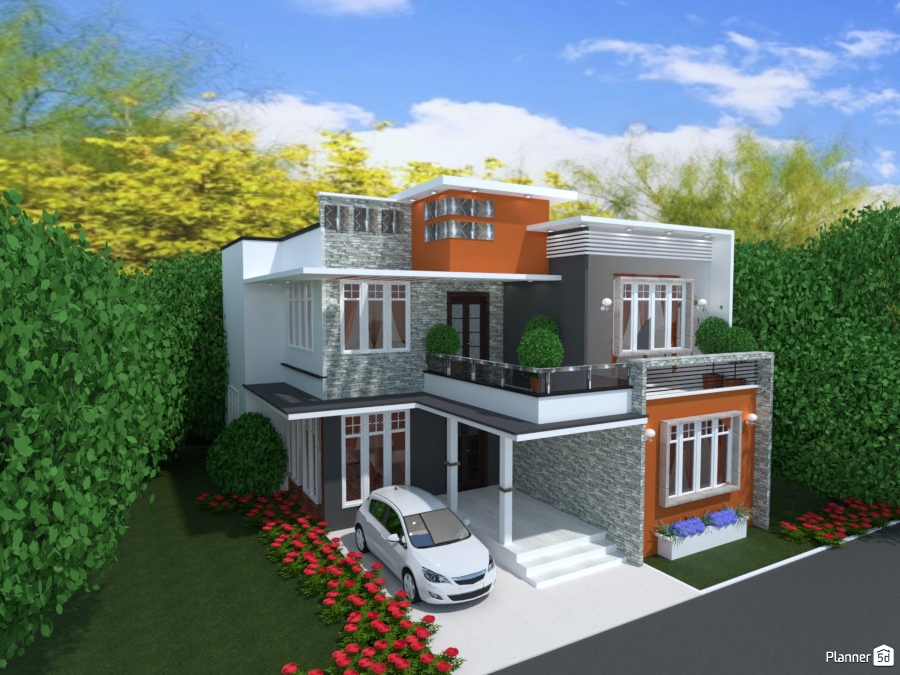 Modelo casa dos plantas - Free Online Design | 3D House Ideas - MariaCris  by Planner 5D