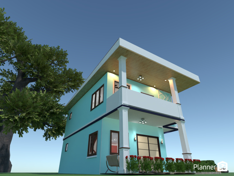 Blue two storey house 102574 by Jomer O. Atienza image