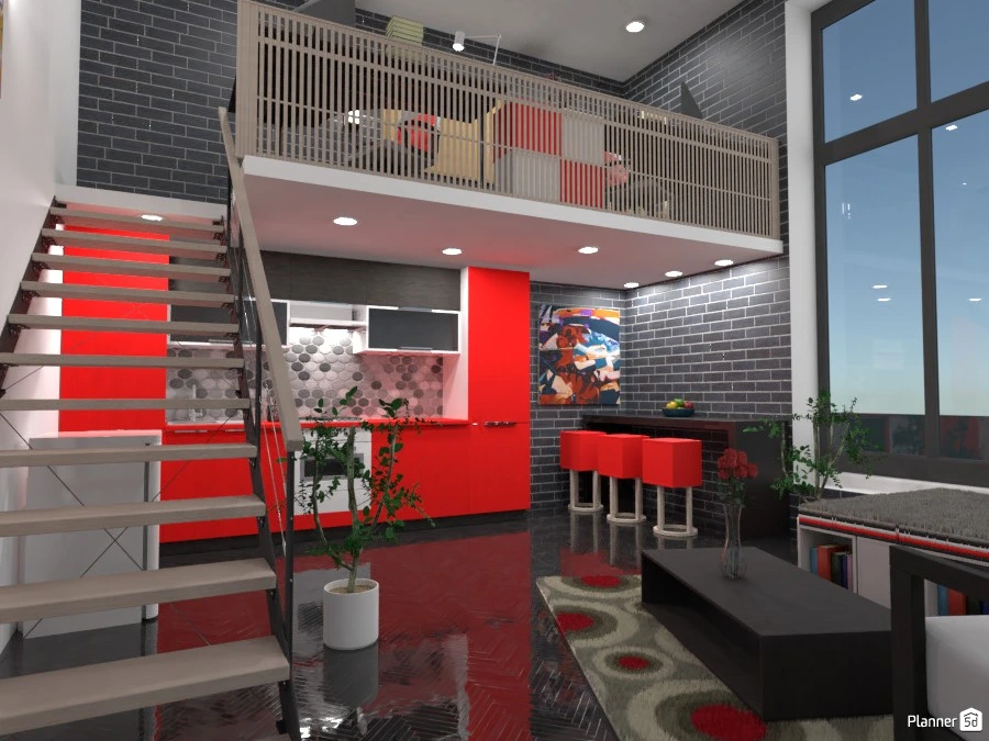 Space over 2 floors ... red and black #3023784 by Gabes