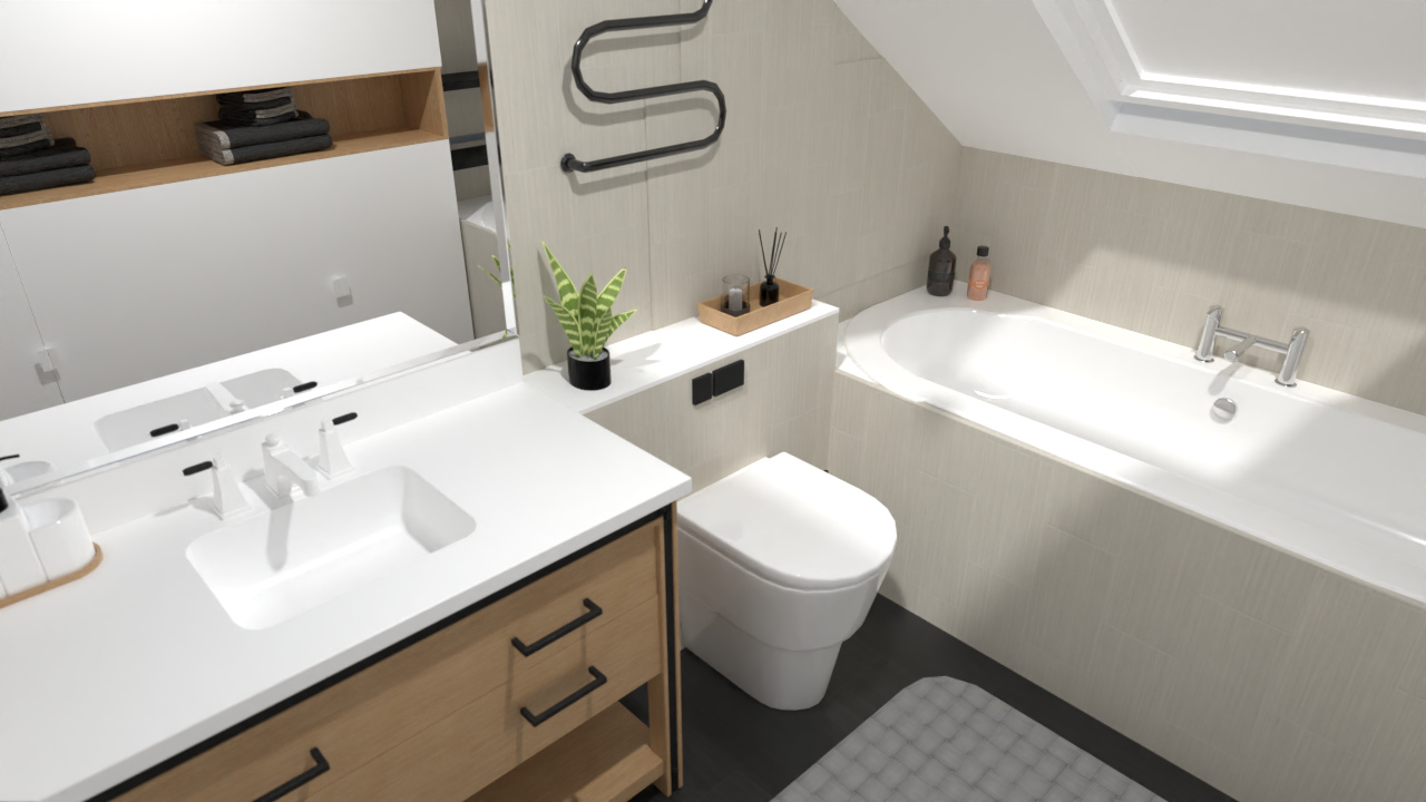 Clean white Bathroom with roof window 8764269 by Gabi image