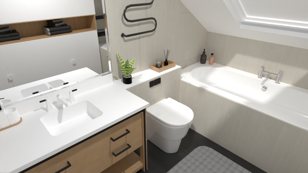 Clean white Bathroom with roof window #8764269 by Gabija