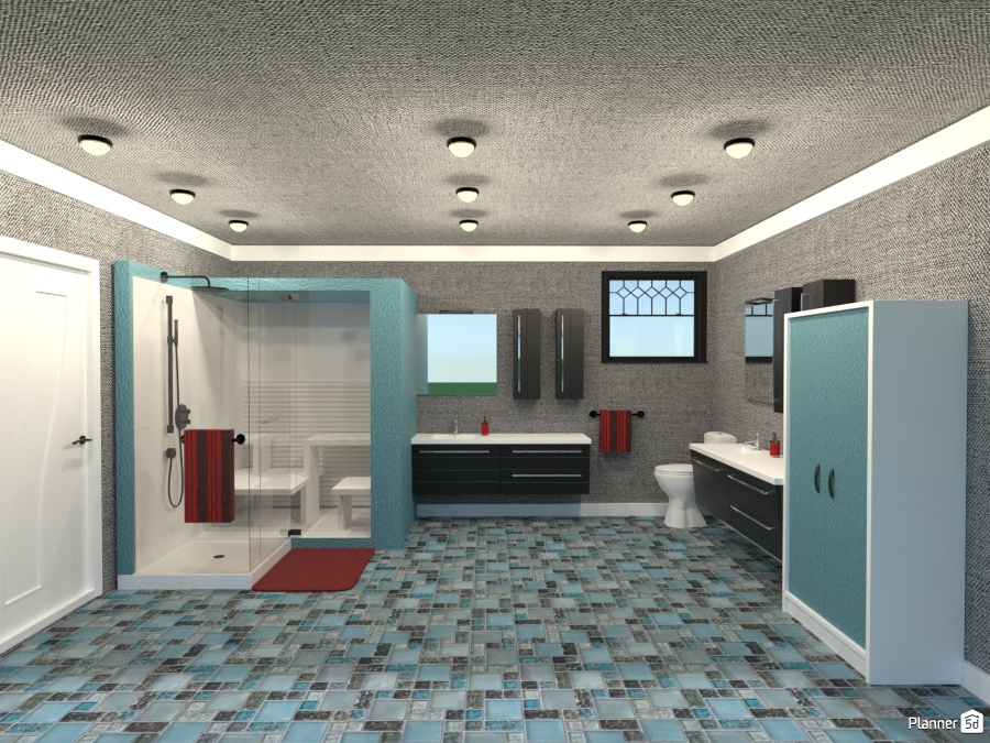 black n blue bathroom #1949461 by Joy Suiter