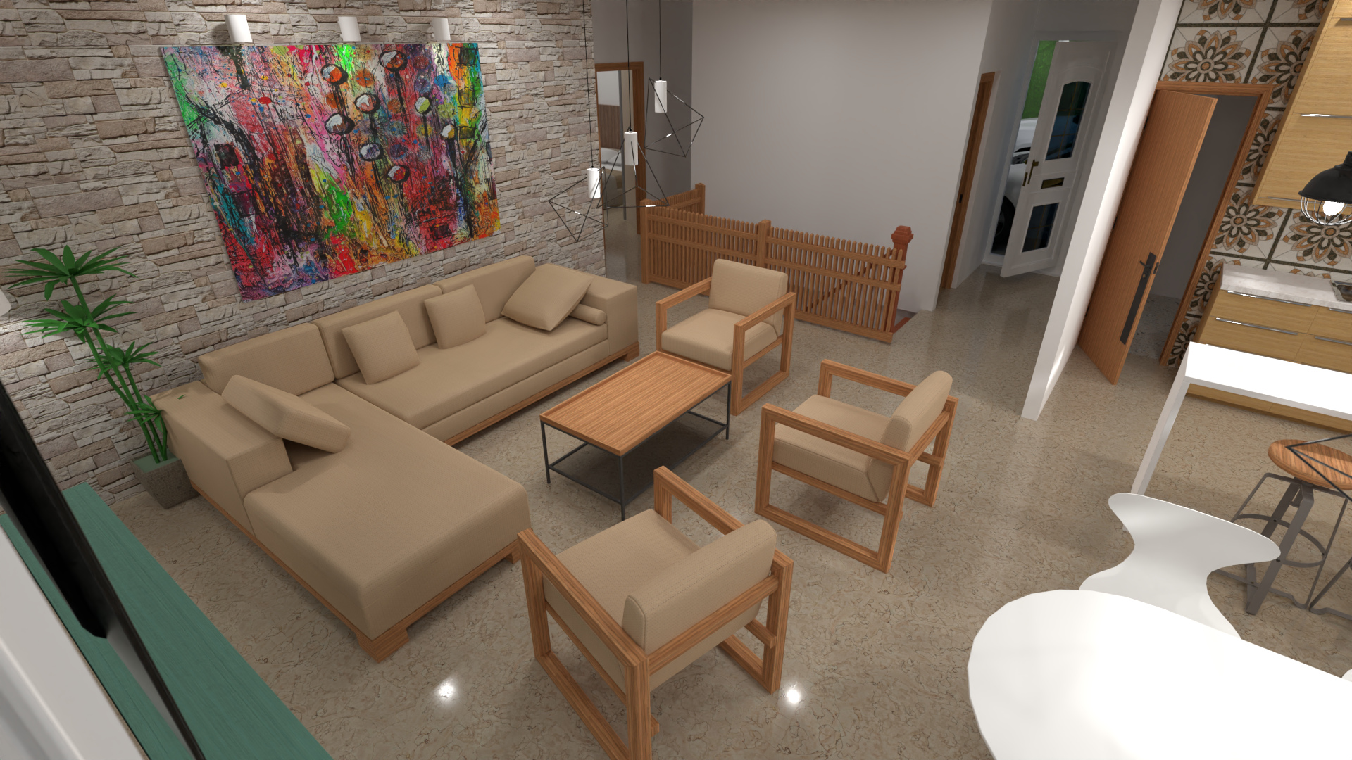 Sala de estar piso en piedra #17158791 by Carturo