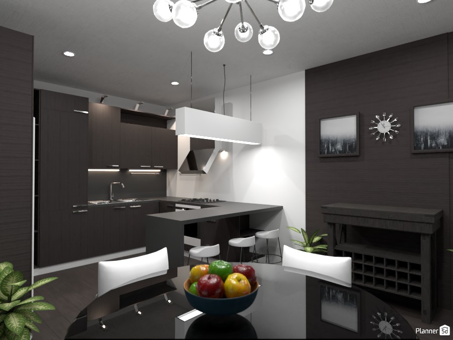 Black and White Kitchen #4379644 by Doggy