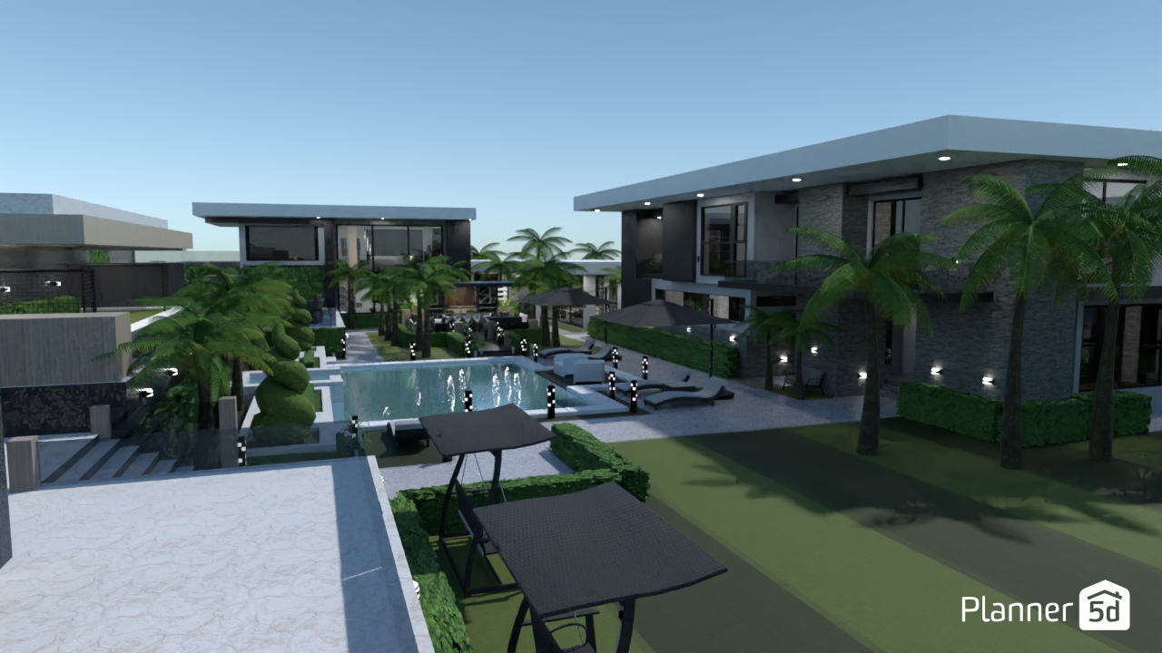 "California Modern Style" - Angled View of Backyard #3336920 by ModernMack