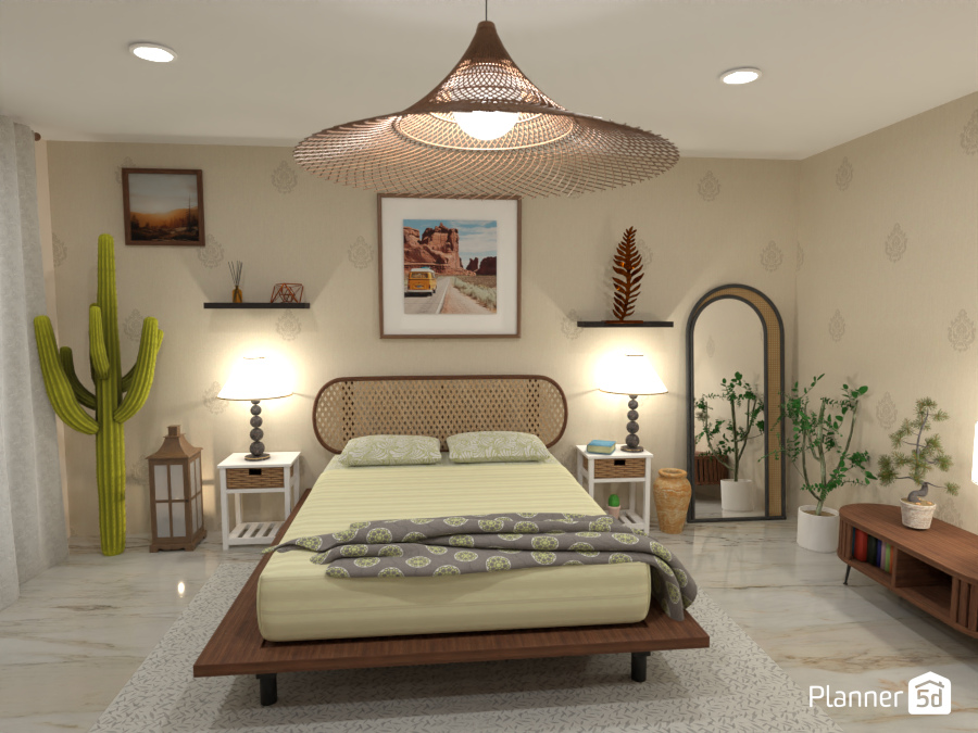 Desert bedroom with predominant light brown and green hues 9783924 by Born to be Wild image