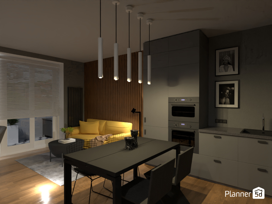 Yellow, gray and wood #10050604 by Lucija Marko