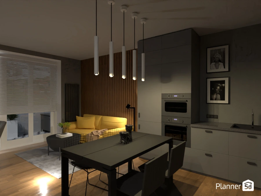 Yellow, gray and wood #111832 by Lucija Marko