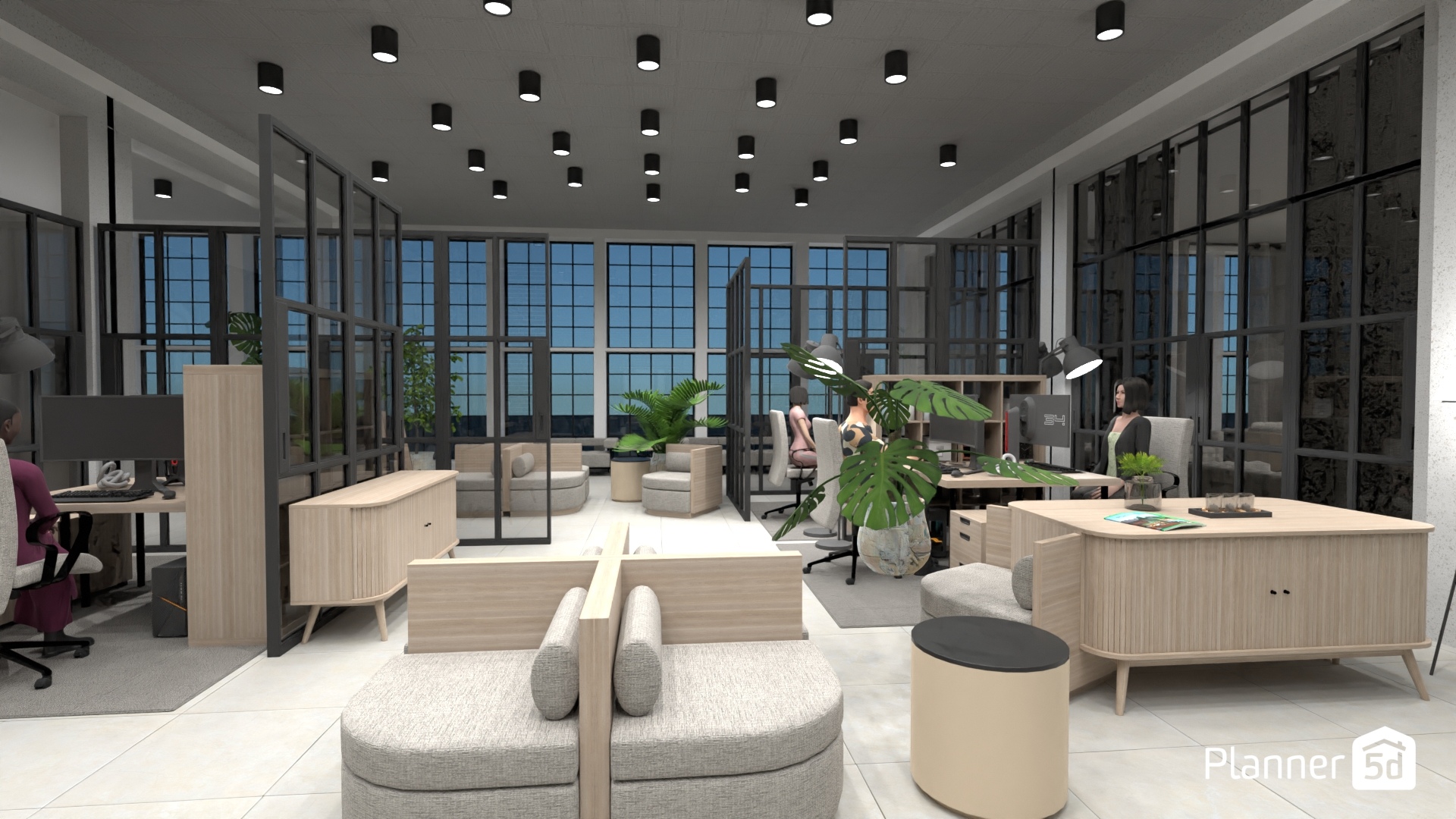 open-plan office design view1 #3400488 by Corin K
