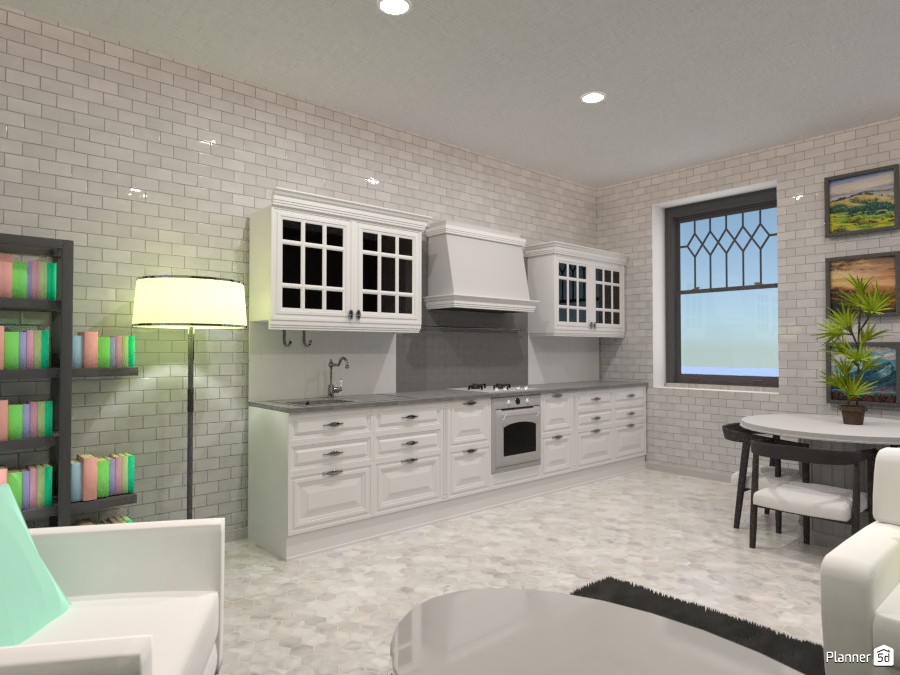 White and gray with pastel living room and kitchen 3797159 by Doggy image